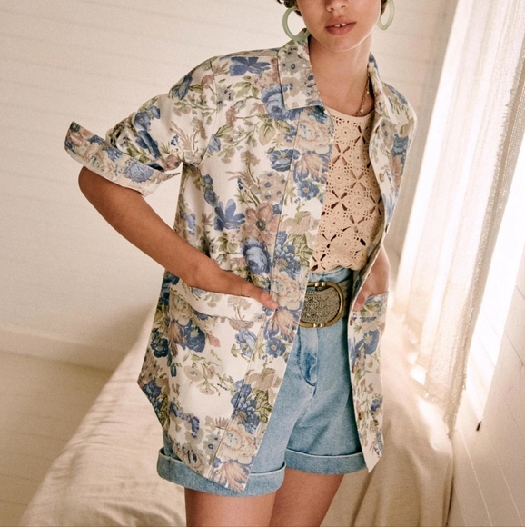 Sezane Jackets & Blazers - Sezane Blue Floral Print Will Jacket
